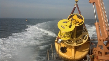 New buoy remains on side, old buoy headed back for refurbishment